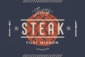 Steak, logo, meat label. Logo with steak silhouette
