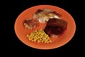 Steak, Mashed Potatoes with gravy,corn and Apple Puree Royalty Free Stock Photo