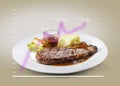 Steak with mashed potatoes and salad. Isolated on Infographics which show an increase in consumption for health