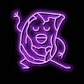 steak meat character neon glow icon illustration