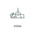 Steak,meat fried,bread with butter vector line icon, linear concept, outline sign, symbol