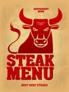 Steak Menu. Best beef steaks. Menu card design