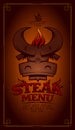 Steak menu card design, bull head logo Royalty Free Stock Photo