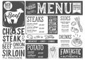 Steak menu restaurant, food template.