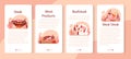 Steak mobile application banner set. People cooking tasty grilled