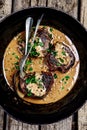 Steak with peppercorn sauce..selective focus Royalty Free Stock Photo