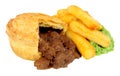 Steak Pie And Chips Meal With Mushy Peas Royalty Free Stock Photo