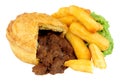Steak Pie And Chips Meal With Mushy Peas Royalty Free Stock Photo