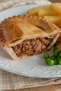 Steak Pie Chips and Peas Royalty Free Stock Photo