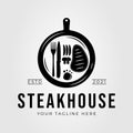 Steak plating or food presentation and steakhouse logo vector illustration design Royalty Free Stock Photo
