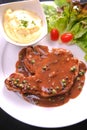 Steak pork pepper sauce