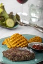 Steak with potato lattices Royalty Free Stock Photo