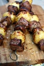 Steak, Potato and Mushroom Kabobs Royalty Free Stock Photo