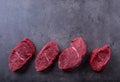 Steak. Raw beef steak. Fresh raw Sirloin beef steak sliced o Herb - Rosemary decoration