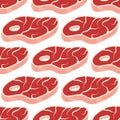 Steak seamless pattern on a white background