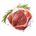 Exacting Precision: Steak With Herbs On White Background