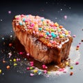 Vibrant Spectrum Steak With Sprinkles On Black Background