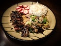 Steak and stir-fry vegetables with rice Royalty Free Stock Photo