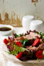 Steak and strawerry salad with Greens Royalty Free Stock Photo