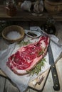 Steak on the table of the kitchen Royalty Free Stock Photo