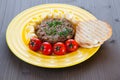 Steak Tartare with toast, butter Royalty Free Stock Photo