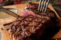 Steak on a wooden board