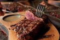 Steak on a wooden board