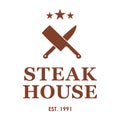 Steakhouse emblem with crossed knives. Steak house or meat store logo templates. Vector illustration. Royalty Free Stock Photo