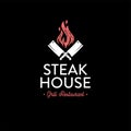 Steakhouse grill restaurant knifes on black Vector illustration