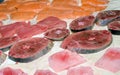 Steaks fresh tuna on display Royalty Free Stock Photo