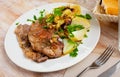 Steaks of pork loin with homestyle boiled potatoes Royalty Free Stock Photo