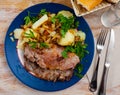 Steaks of pork loin with homestyle boiled potatoes Royalty Free Stock Photo