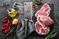 Steaks from Raw pork meat