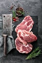 Steaks from Raw pork meat Royalty Free Stock Photo