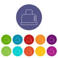 Steal toaster icons set vector color