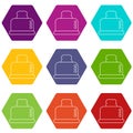 Steal toaster icons set 9 vector