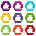 Steal toaster icons set 9 vector