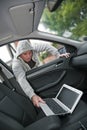 Stealing a laptop Royalty Free Stock Photo