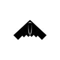 Stealth Bomber Aircraft, Army Plane. Flat Vector Icon illustration. Simple black symbol on white background. Stealth Bomber Royalty Free Stock Photo