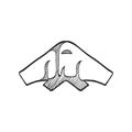 Sketch icon - Stealth bomber jet Royalty Free Stock Photo