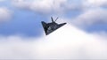 Stealth F-117 Nighthawk flying above clouds