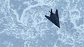 Stealth Fighter Jet Aircraft High Altitude Above Frozen Glacier Snowy Frozen Tundra Royalty Free Stock Photo