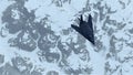 Stealth Fighter Jet Aircraft High Altitude Above Frozen Snowy Mountain