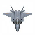 Stealth fighter jet resembling the Chinese Chengdu J-20, shown from a frontal high- Royalty Free Stock Photo