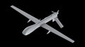 Stealth military drone 3D illustration on black background