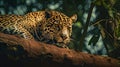 Stealthy Elegance: A Leopard Camouflaged on a Shaded Tree