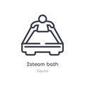 2steam bath outline icon. isolated line vector illustration from sauna collection. editable thin stroke 2steam bath icon on white