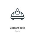 2steam bath outline vector icon. Thin line black 2steam bath icon, flat vector simple element illustration from editable sauna
