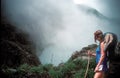 Steam Boils From the Flooded Fumarole Known as the Boiling Lake in Dominica Royalty Free Stock Photo