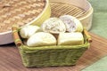 Steam buns in a basket
